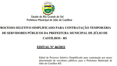 Foto de JÚLIO DE CASTILHOS. Governo lança seleção para contratos temporários. Confira quais são os cargos