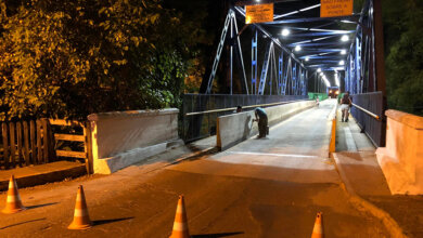 Foto de JAGUARI. Ponte Júlio de Castilhos, reinaugurada em 2018, passa por manutenção durante a madrugada