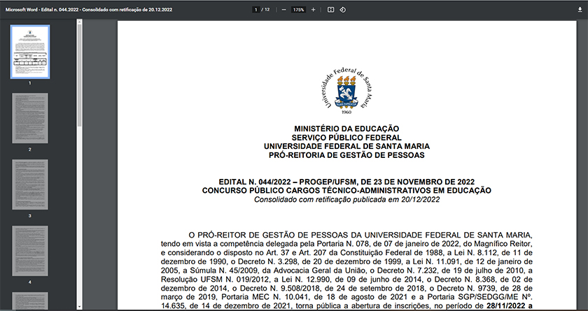 Inscrições de concurso para técnicos administrativos em educação